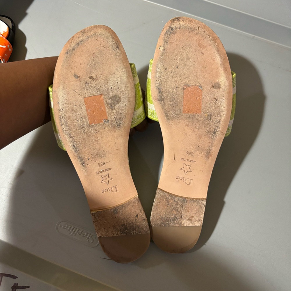 Dior Green Plaid Sandals - Picture 2 of 2